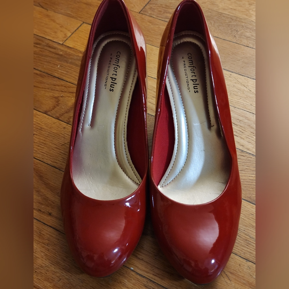Red patent leather heels